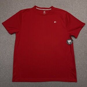 NEW Starter Short Sleeve Performance Shirt Mens Large Red‎ Crewneck Dri-Star Run